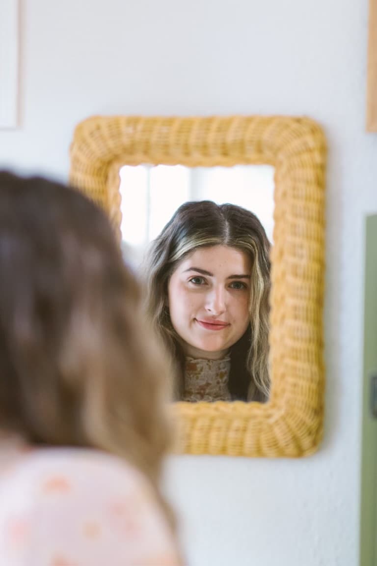 A quiet mirror moment in the studio